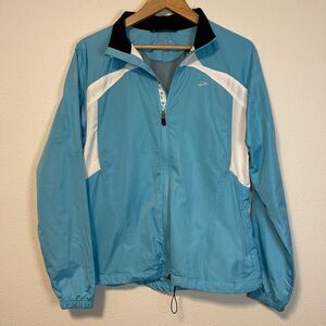 Brooks Blue Windbreaker Zip Up Jacket Size XL
